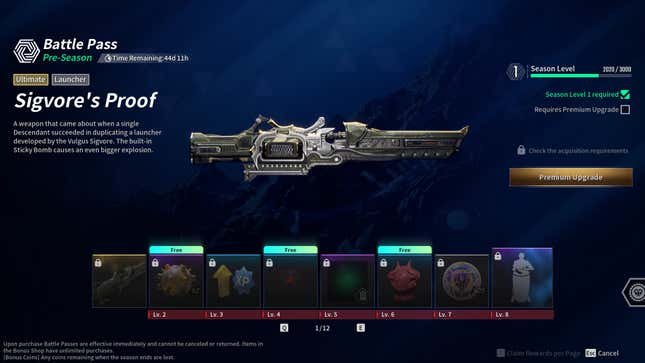 A screenshot of the battle pass shows a unique gun.