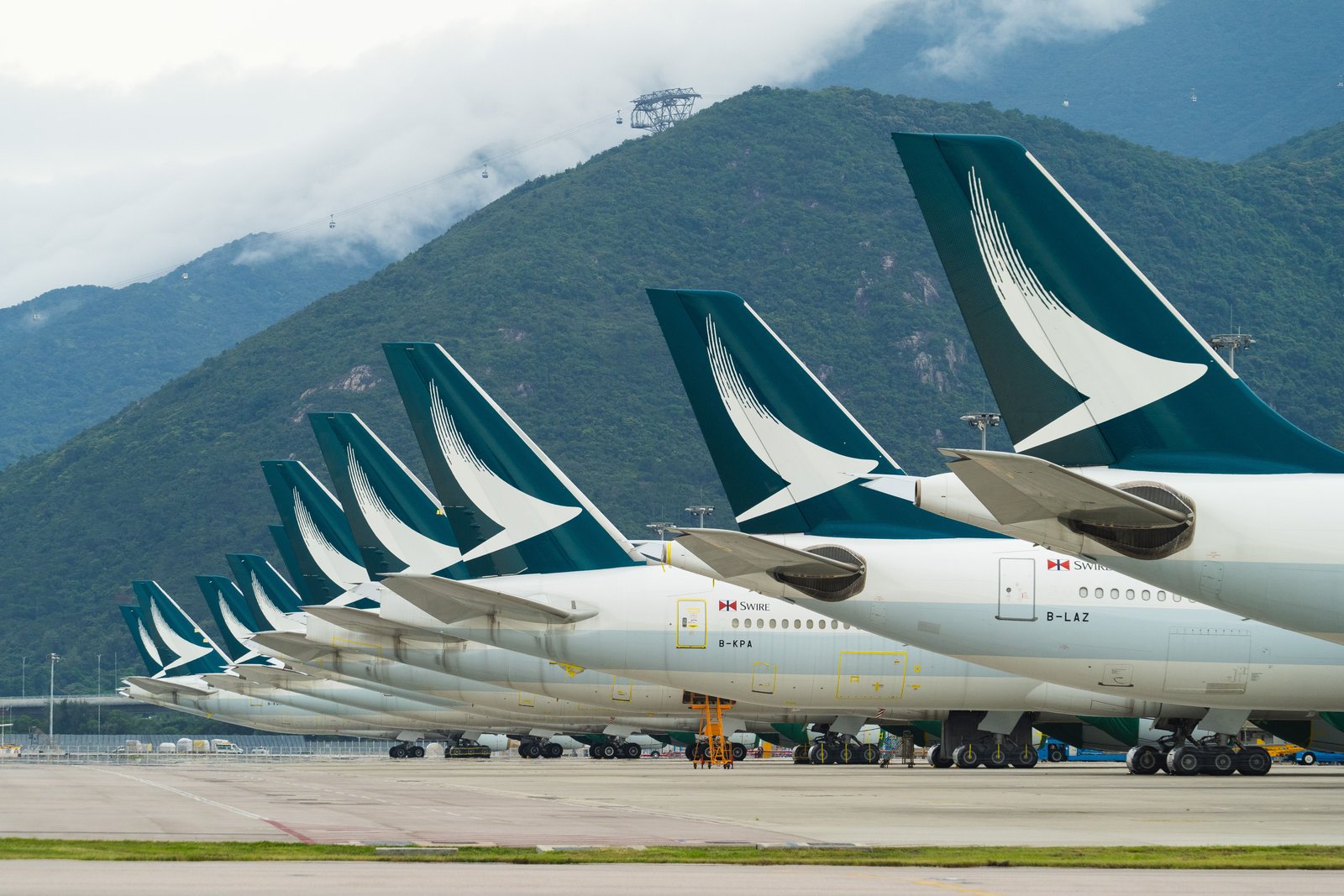 Cathay Pacific aircraft at Hong Kong International Airport HKG shutterstock_1826816846