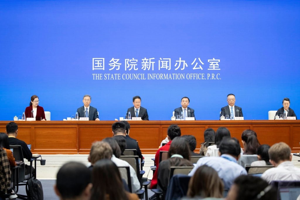 National Development and Reform Commission (NDRC) press conference on Tuesday in Beijing. Photo: EPA-EFE