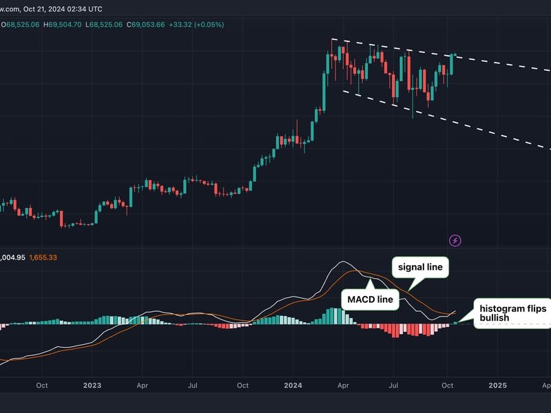 BTC's weekly candlesticks chart with MACD. (TradingView)